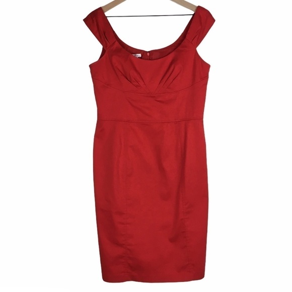 MAGGY LONDON Dress Sheath Bodycon Sleeveless Fitted Solid Red Wedding Guest 12 - Picture 1 of 9